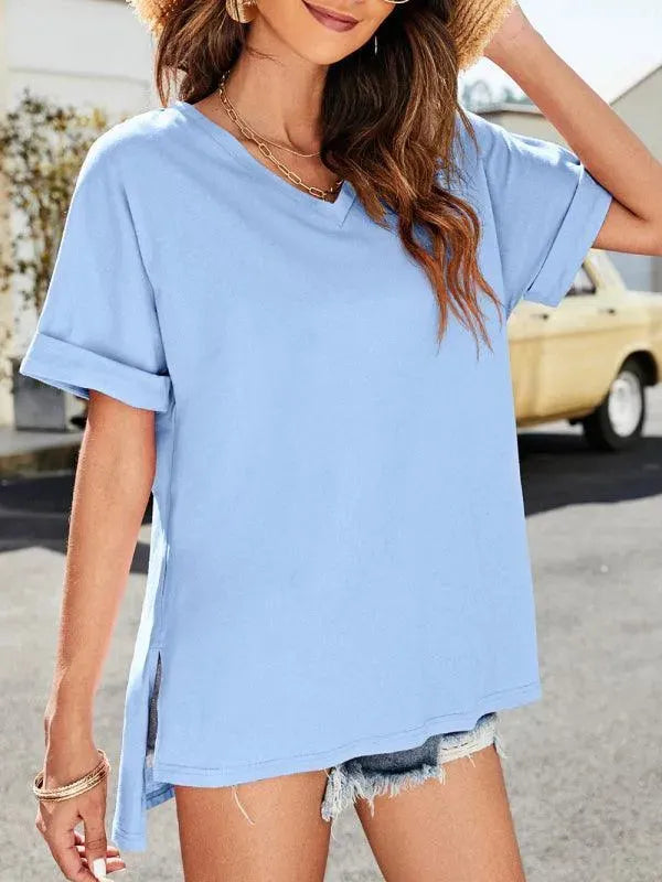 Solid V-Neck Women Top - Women Tops - LeStyleParfait