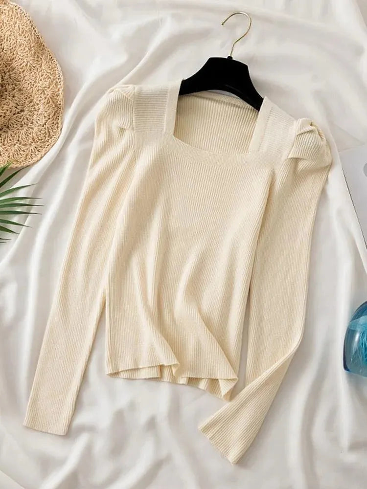 Square Collared Women Knitwear Sweaters - Pullover Sweater - LeStyleParfait