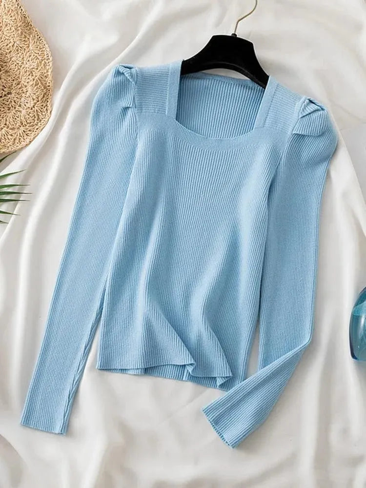 Square Collared Women Knitwear Sweaters - Pullover Sweater - LeStyleParfait