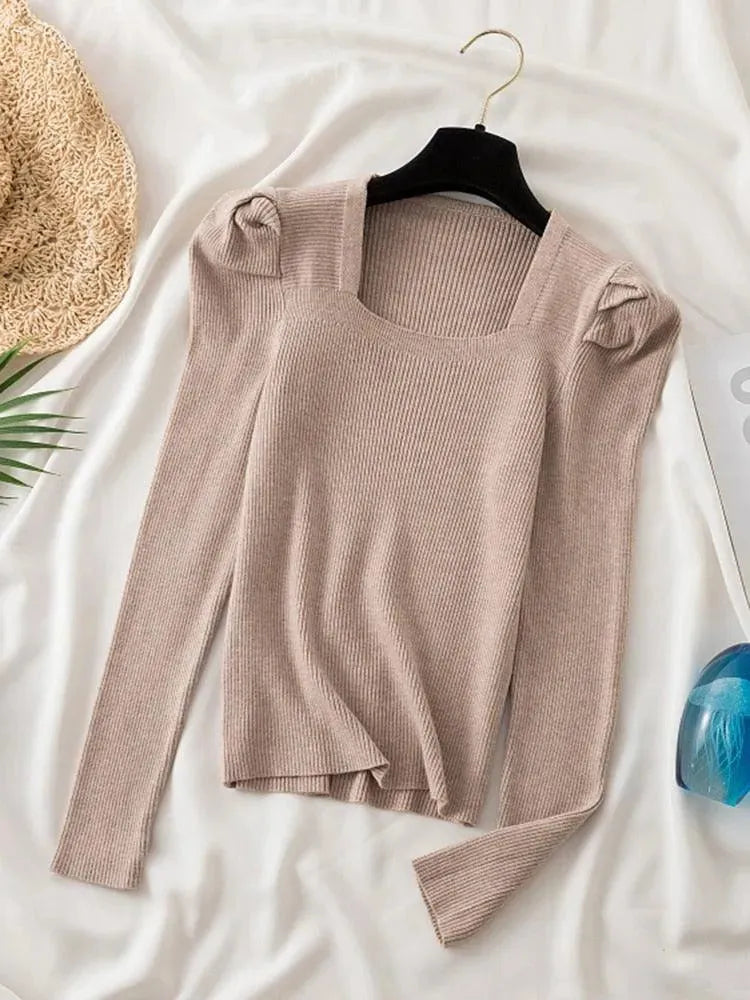 Square Collared Women Knitwear Sweaters - Pullover Sweater - LeStyleParfait