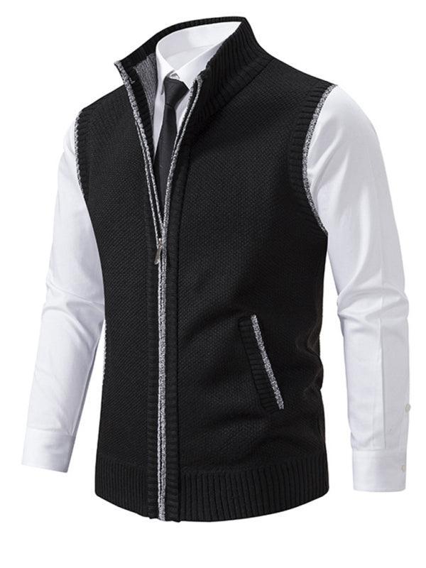 Stand Collar Sleeveless Knitted Men Vests - Vests - LeStyleParfait