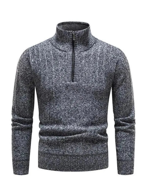 Stand Collar Zipper Men Pullover Sweater - Pullover Sweater - LeStyleParfait