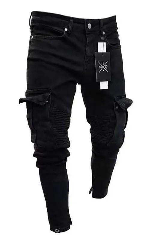 Black Men Cargo Jeans - Men's Jeans - LeStyleParfait
