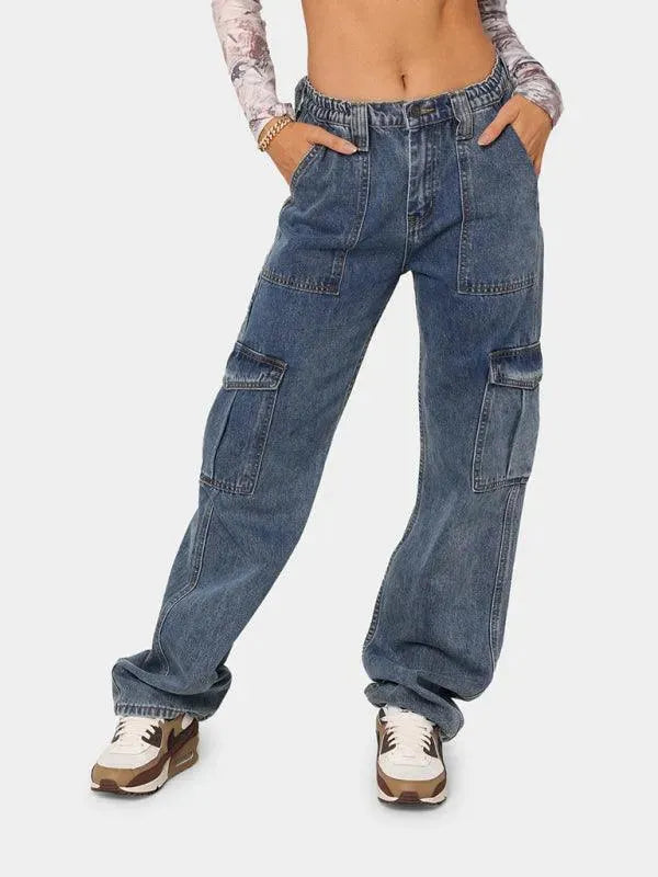 Women Wide Legs Cargo Jeans - Women Jeans - LeStyleParfait