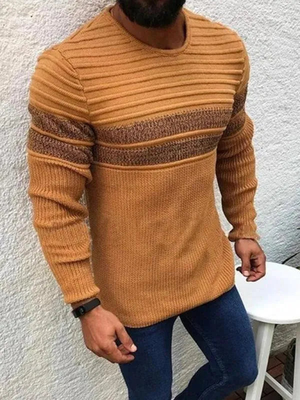 Striped Crew Neck Men Pullover Sweater - Pullover Sweater - LeStyleParfait