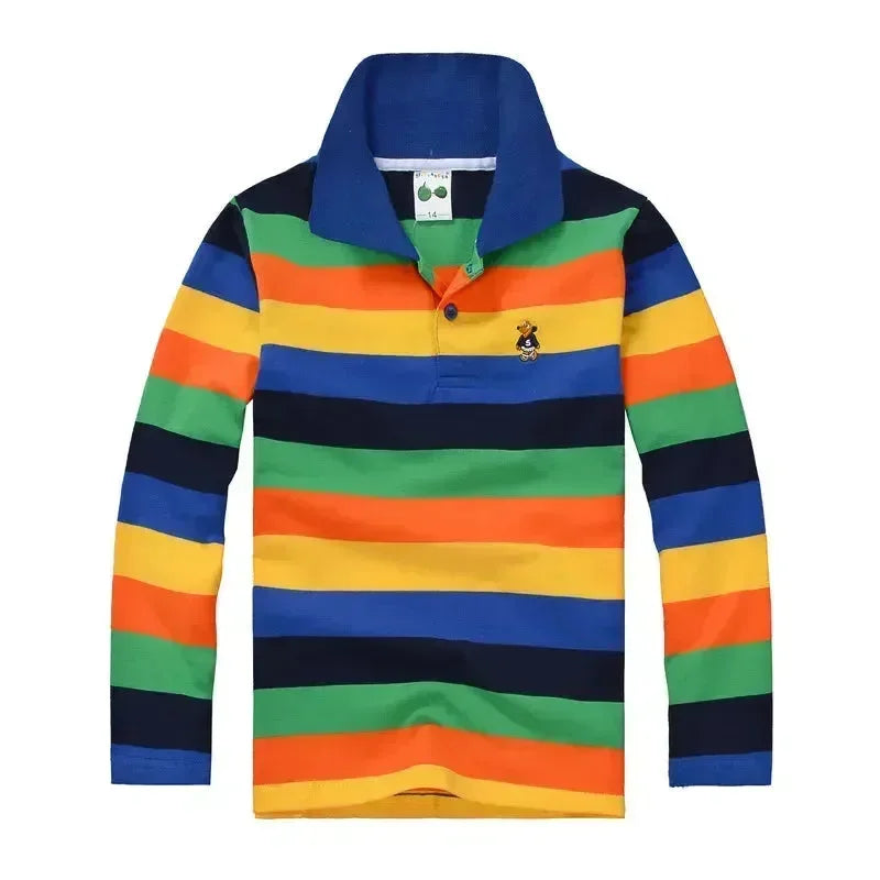 Striped Polyester Polo Shirt for Kids-Polo Shirt-LeStyleParfait