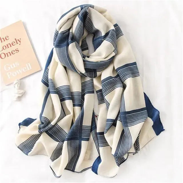 LeStyleParfait Women's Scarves & Shawls Stylish Wrap Scarf Striped-Pinstriped Cotton -Scarf