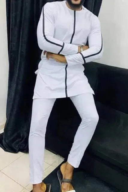 Stylish Colorblock Crewneck Two-Piece Set - Colorblock Pants Two-Piece Set - LeStyleParfait