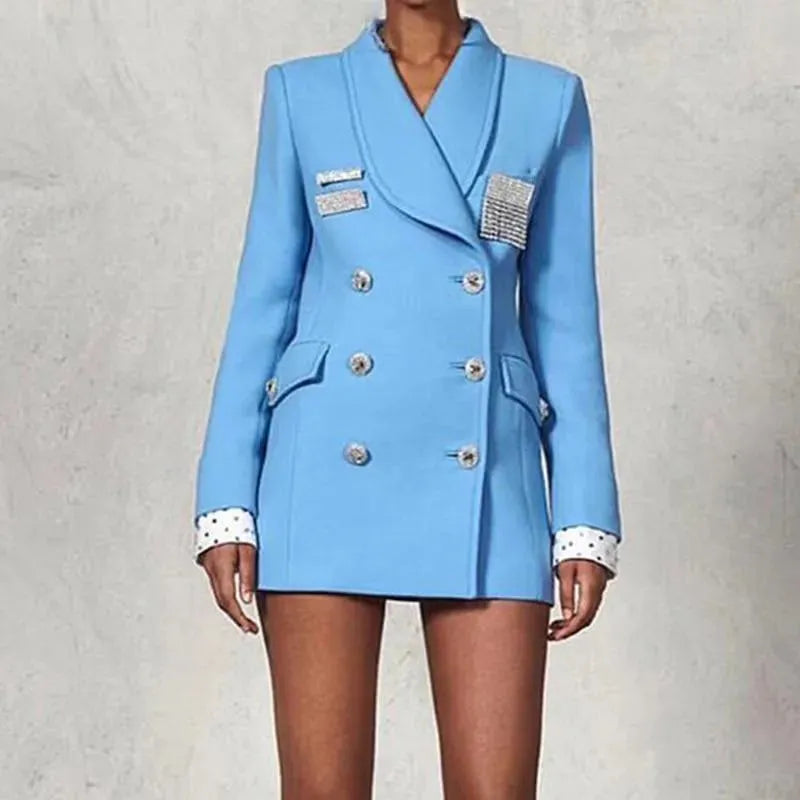 Stylish Long Double Breasted Blazer Women - Casual - Plain-Solid - Double-Breasted Blazer - LeStyleParfait