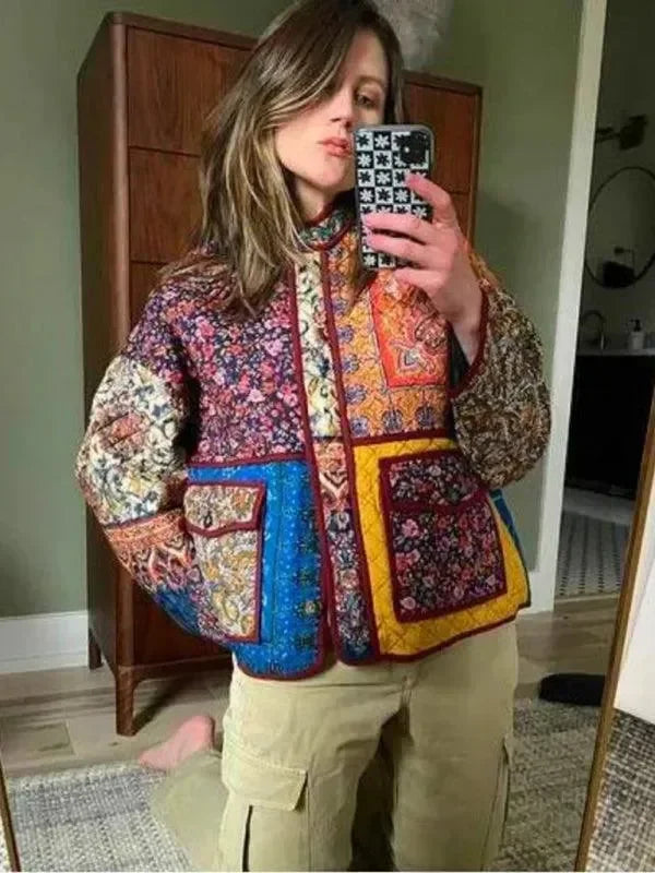 Stylish Loose Printed Women’s Coat - Coat - LeStyleParfait