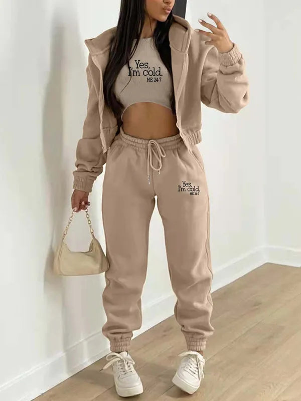 Stylish Women Casual Lettered Two-Piece Set - Casual Tracksuit Set - LeStyleParfait