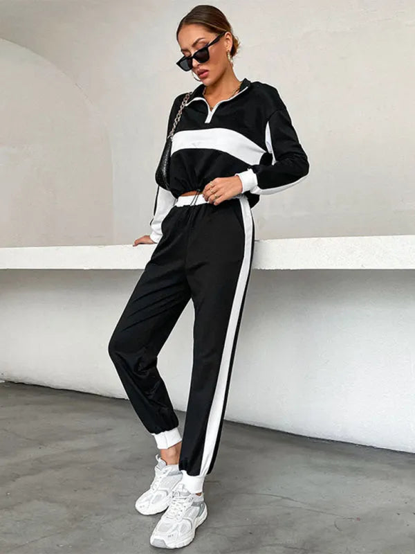 Stylish Women Colorblock Jogger Two-Piece Set - Colorblock Jogger Set - LeStyleParfait