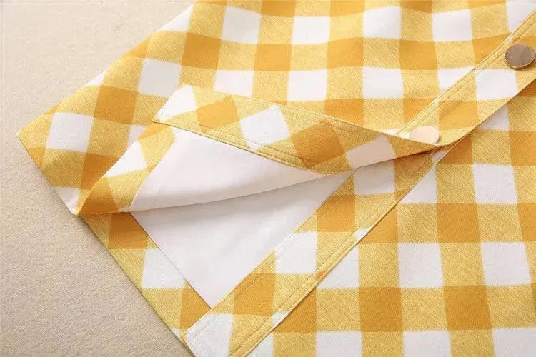 Stylish Women Gingham Skirt Set - Casual Skirt Set - LeStyleParfait
