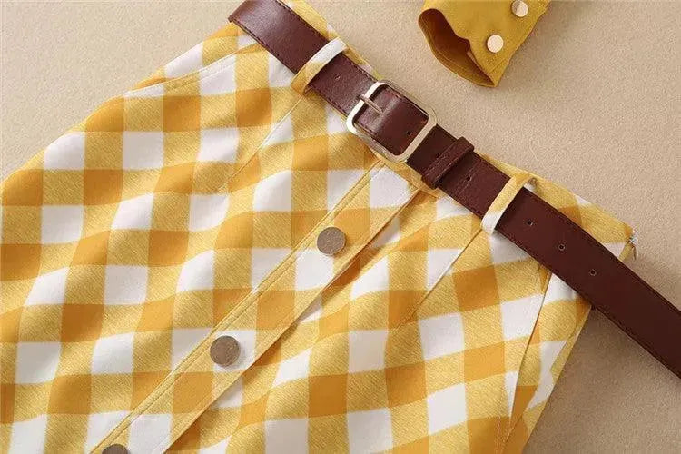 Stylish Women Gingham Skirt Set - Casual Skirt Set - LeStyleParfait