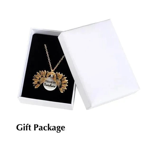 Sunflower Pendant Necklace - Engraved (You are my sunshine) - Pendant Necklace - LeStyleParfait