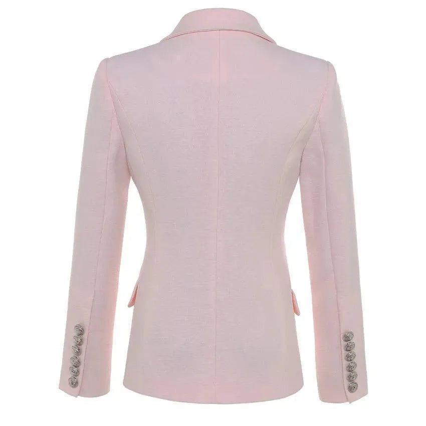 The Conscientiousness Pink Blazer Women - Formal-Business - Plain-Solid - Double-Breasted Blazer - LeStyleParfait