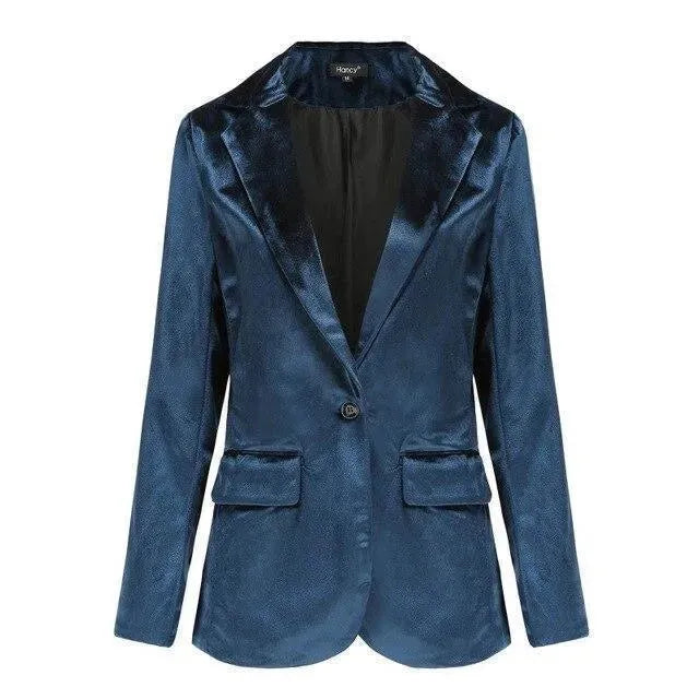 The Smooth Session Velvet Blazer Women - Casual - Plain-Solid - Velvet Blazer - LeStyleParfait