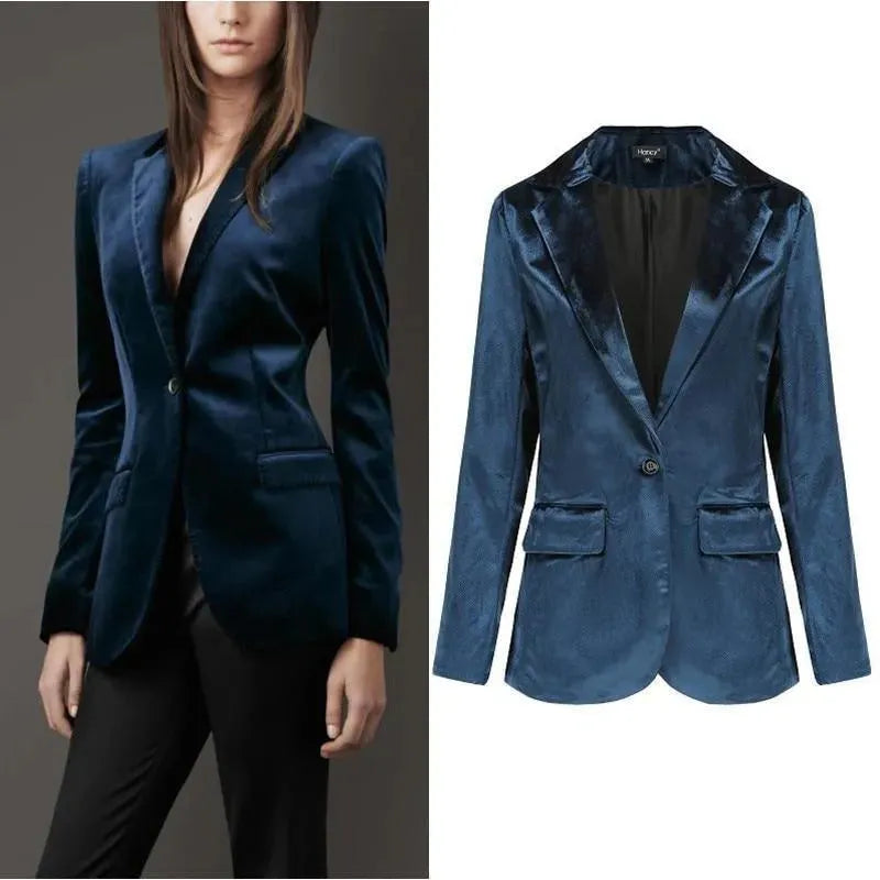 The Smooth Session Velvet Blazer Women - Casual - Plain-Solid - Velvet Blazer - LeStyleParfait