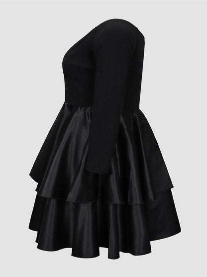 Tiered Black Plus Size Party Dress - Dress - LeStyleParfait