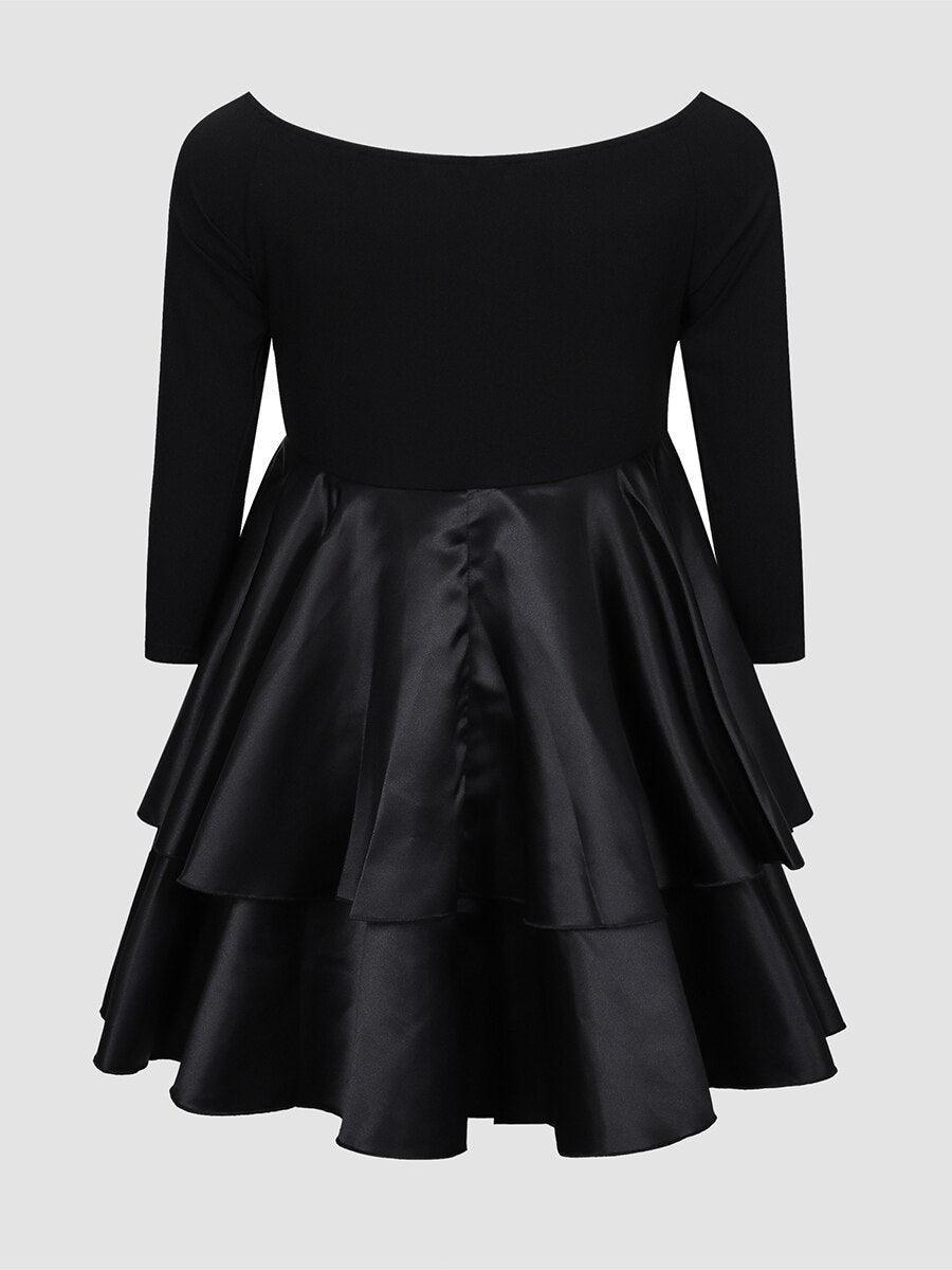 Tiered Black Plus Size Party Dress - Dress - LeStyleParfait