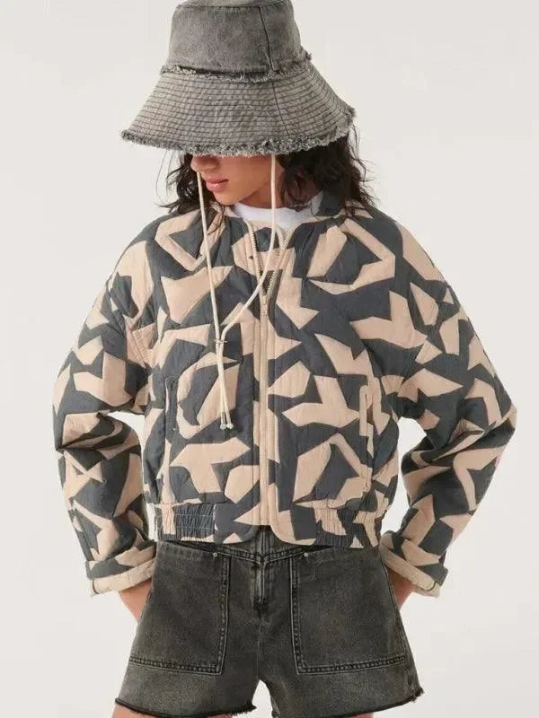 Trendy Loose Winter Print Quilted Coat - Quilted Coat - LeStyleParfait