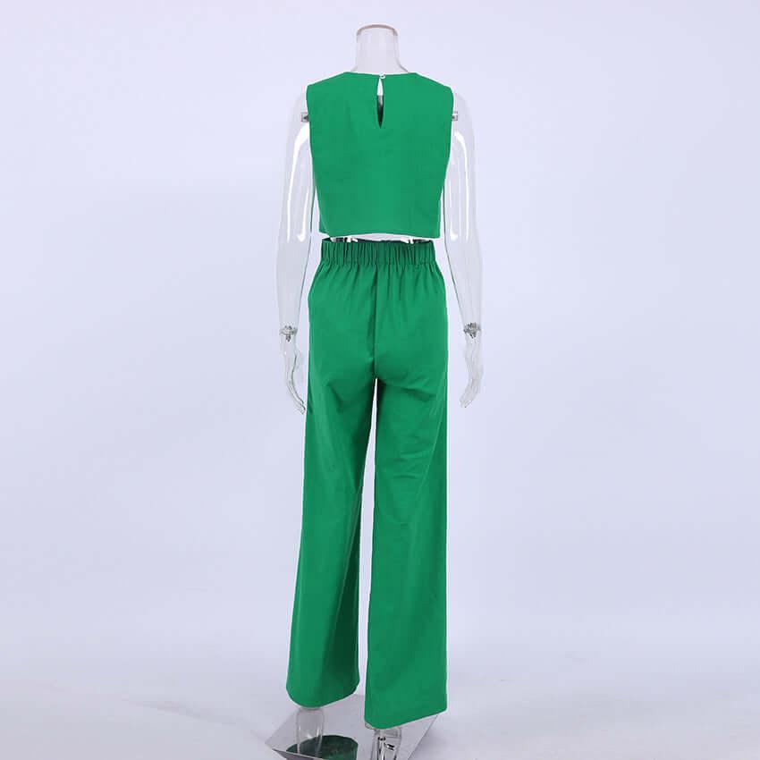 Two Piece Crop Top Outfit Set - Clothing Set - LeStyleParfait
