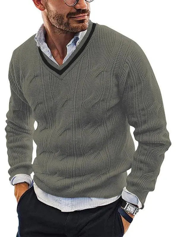 V-Neck Slim Fit Men Pullover Sweater - Pullover Sweater - LeStyleParfait
