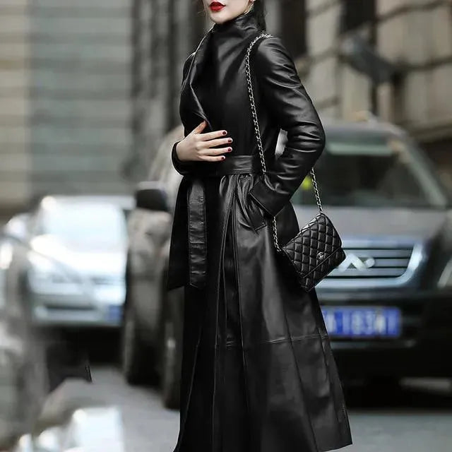 Venice Leather Trench Coat For Women - Trench Coat - LeStyleParfait