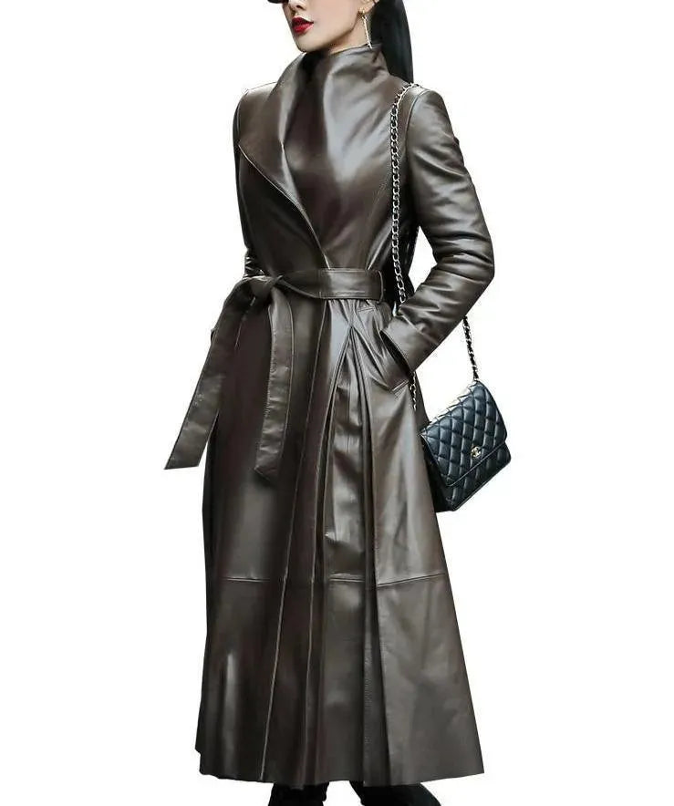 Venice Leather Trench Coat For Women - Trench Coat - LeStyleParfait