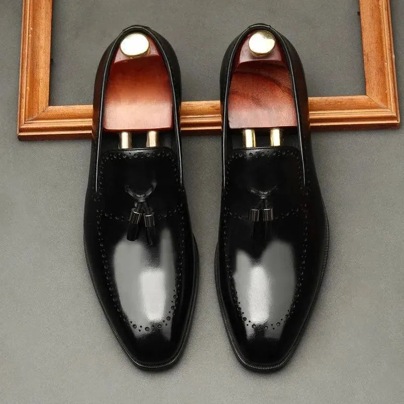 Vincenzo Patent Leather Tassel Loafer Shoes For Men - Loafer Shoes - LeStyleParfait