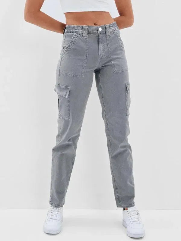 Washed Women Cargo Denim Jeans - Women Jeans - LeStyleParfait