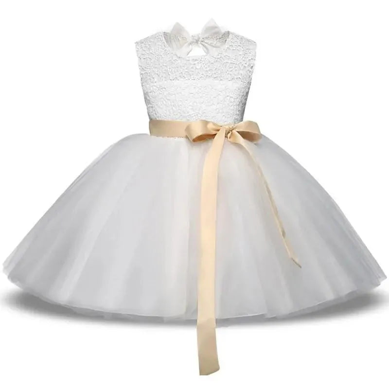 White Sleeveless Flower Girl Dress - Girls Dresses - LeStyleParfait