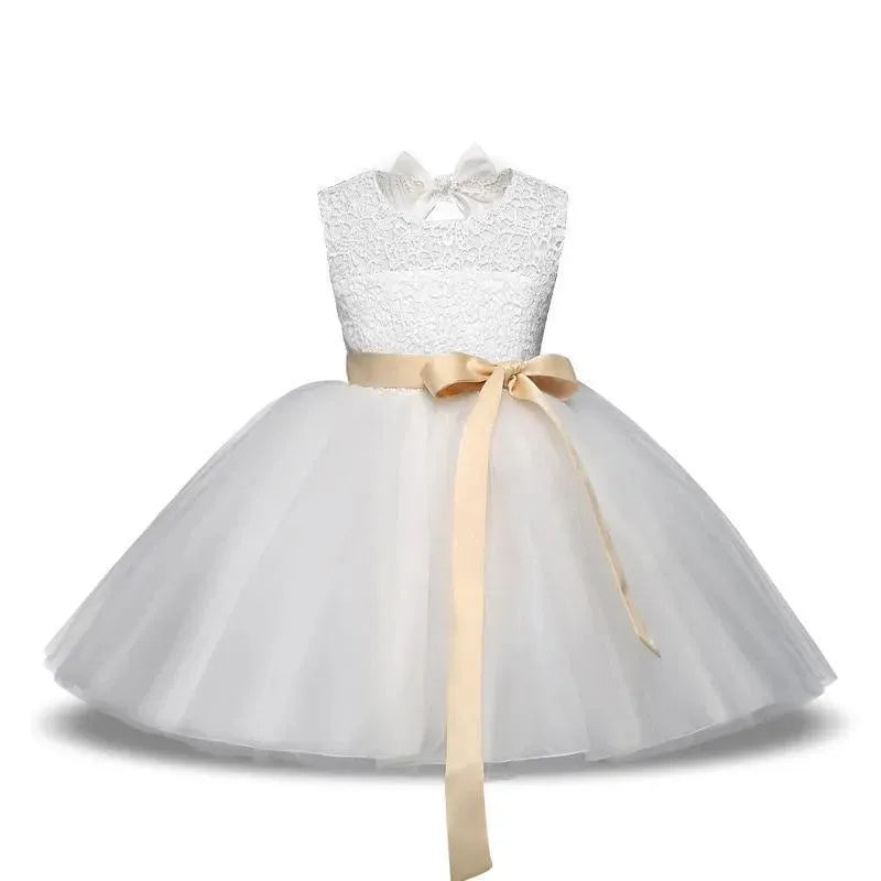 White Sleeveless Flower Girl Dress - Girls Dresses - LeStyleParfait