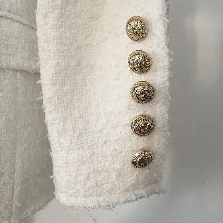 White Tweed Blazer Women - Casual - Plain-Solid - Tweed Blazer - LeStyleParfait