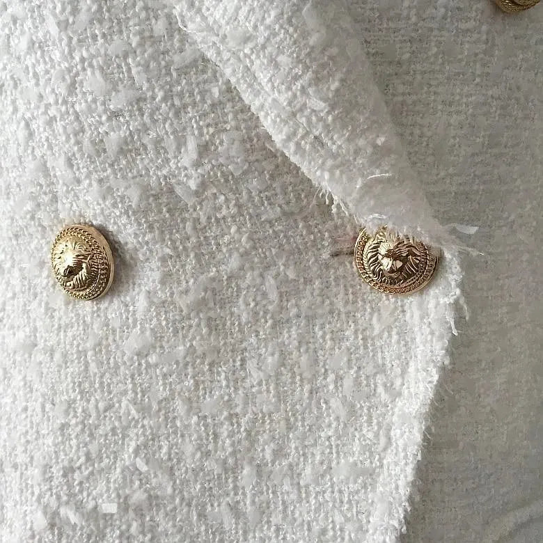 White Tweed Blazer Women - Casual - Plain-Solid - Tweed Blazer - LeStyleParfait