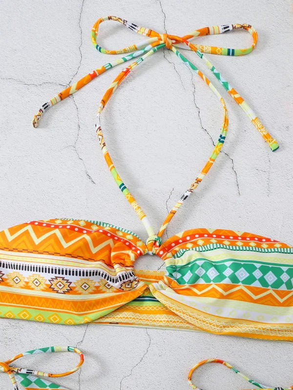 Women Bohemian Halter Bikini Set