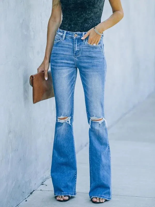 Women Bootcut Jeans - High Waist Ripped Jeans - Women Jeans - LeStyleParfait