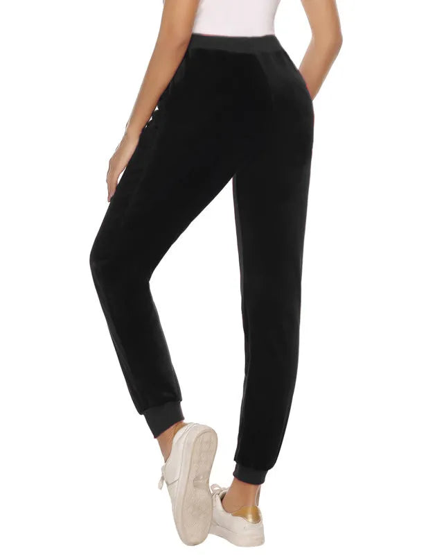 Cozy Women Jogger Pants Casual Velvet Lounge Elastic Waist Relaxed Fit Fall | LeStyleParfait