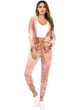 Women Casual Velvet Tie & Dye Two-Piece Jogger Set - Casual Jogger Set - LeStyleParfait