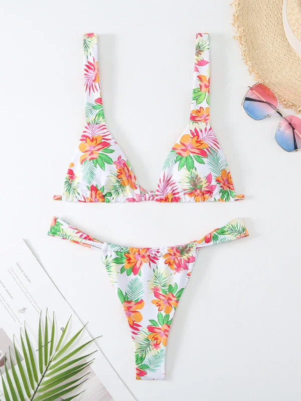 Women Floral High Cut Bikini Set fashion image