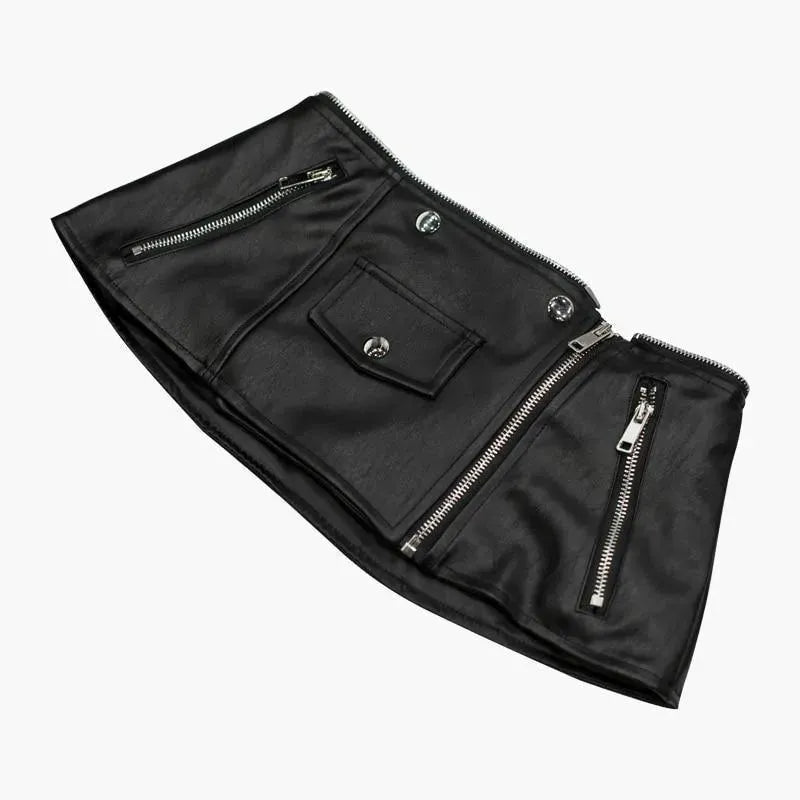 Women Jacket Faux Leather Jacket Lower Edge Detachable - Leather Jacket - LeStyleParfait