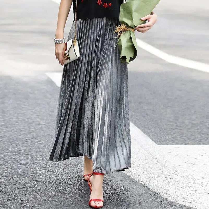 Women Maxi Skirt Vintage Pleated Skirt - Skirt - LeStyleParfait