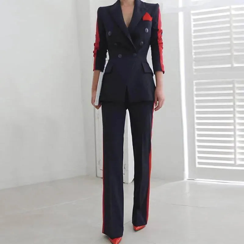 Women Pant Suit, Amani Double-Breasted Pantsuit - Pantsuit - LeStyleParfait