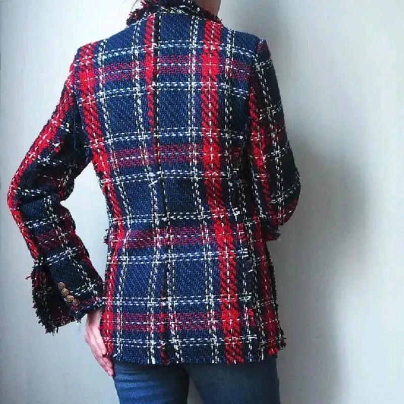 Women Plaid Tweed Blazer Women - Casual - Plaid - Tweed Blazer - LeStyleParfait