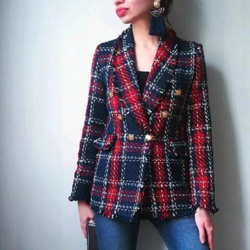 Women Plaid Tweed Blazer Women - Casual - Plaid - Tweed Blazer - LeStyleParfait