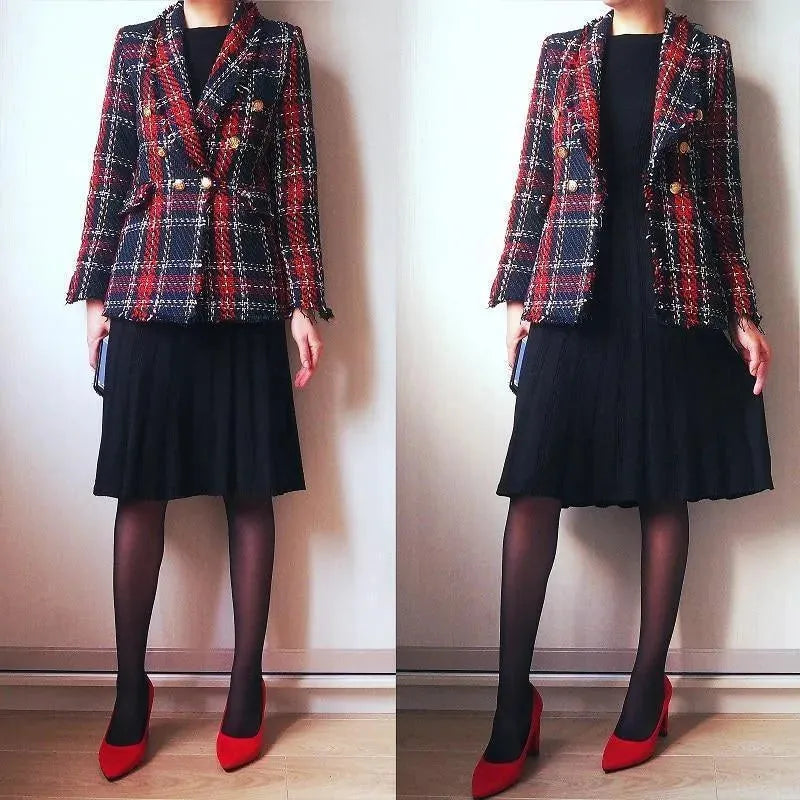 Women Plaid Tweed Blazer Women - Casual - Plaid - Tweed Blazer - LeStyleParfait