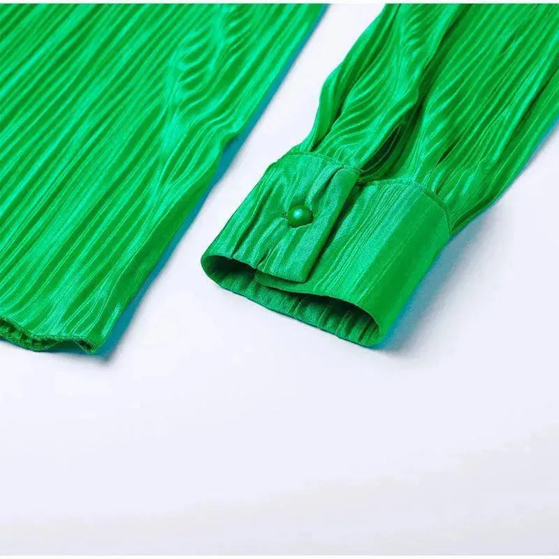 Women Pleated Two-Piece Pants Set - Pleated Pants Set - LeStyleParfait