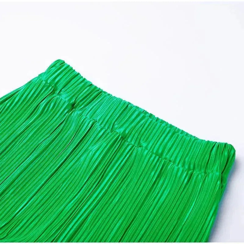 Women Pleated Two-Piece Pants Set - Pleated Pants Set - LeStyleParfait