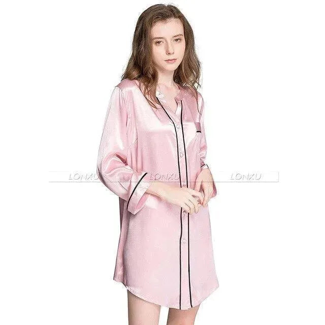 Women Silk Night Dress Sleepshirt - Nightshirt - LeStyleParfait