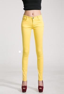 Women Skinny Jeans, Yellow - Women Jeans - LeStyleParfait